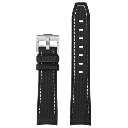 Black Silicone Rubber Strap for Omega X Moonswatch With Coloured Stitching