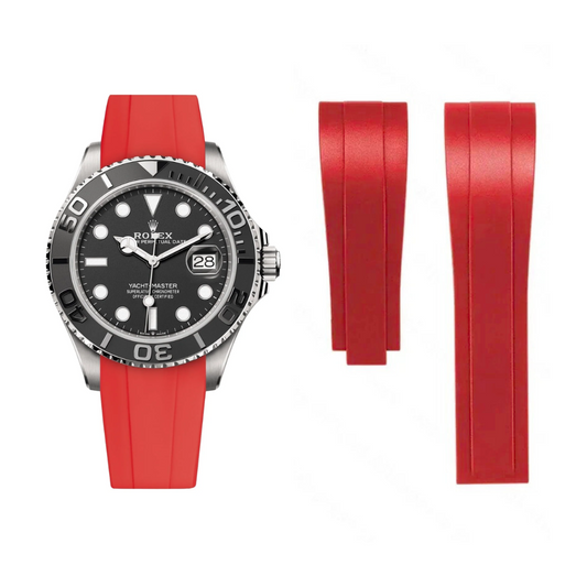 Oysterflex Style Strap for Rolex - High Quality Butterfly Clasp - Red with Clasp