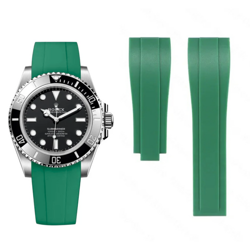 Oysterflex Style Strap for Rolex - High Quality Butterfly Clasp - Green with Clasp