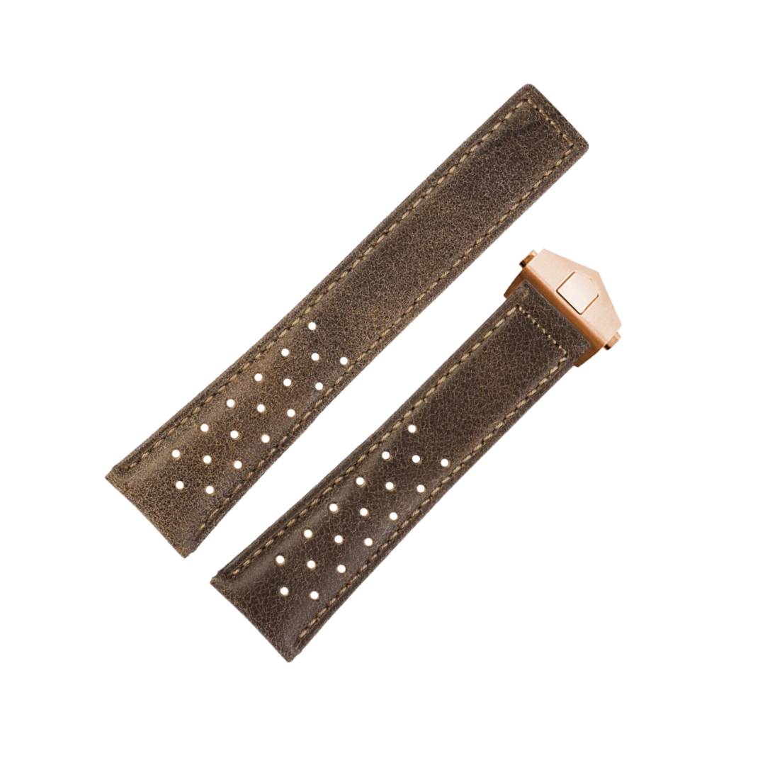 22mm Genuine Leather Strap for TAG Heuer Monaco – Folding Buckle – Men’s Watchband