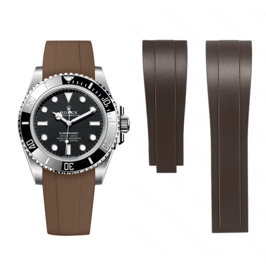 Oysterflex Style Strap for Rolex - High Quality Butterfly Clasp - Brown with Clasp