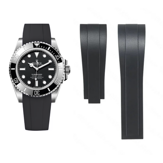 Oysterflex Style Strap for Rolex - High Quality Butterfly Clasp - Black with Clasp