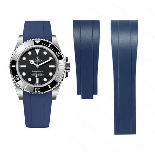 Oysterflex Style Strap for Rolex - High Quality Butterfly Clasp - Navy with Clasp