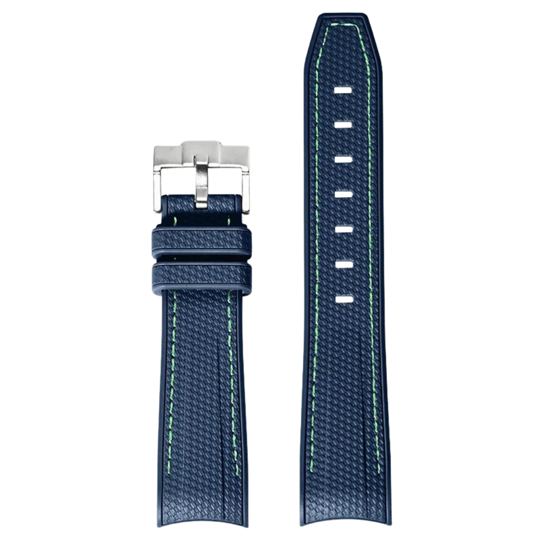 Navy Blue Silicone Rubber Strap for Omega X Moonswatch With Coloured Stitching