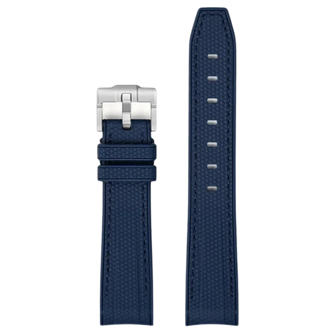 Navy Blue Silicone Rubber Strap for Omega X Moonswatch With Coloured Stitching