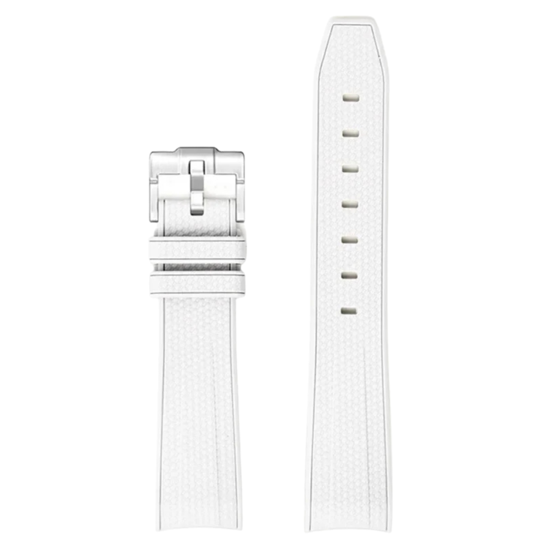 White Silicone Rubber Strap for Omega X Moonswatch With Coloured Stitching