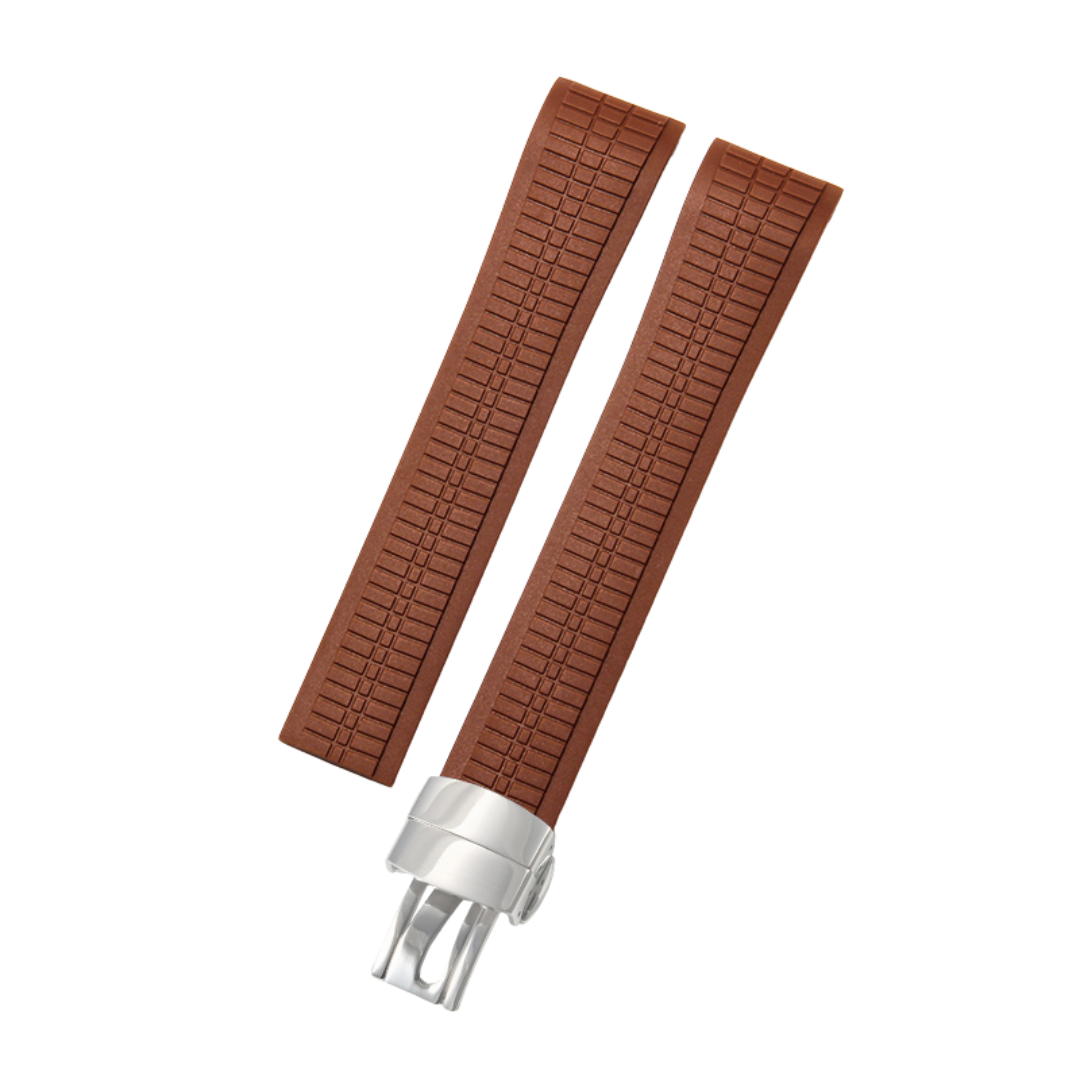 Brown Luxury Rubber Strap for Patek Philippe Aquanaut – Butterfly Clasp