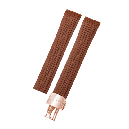 Brown Luxury Rubber Strap for Patek Philippe Aquanaut – Butterfly Clasp