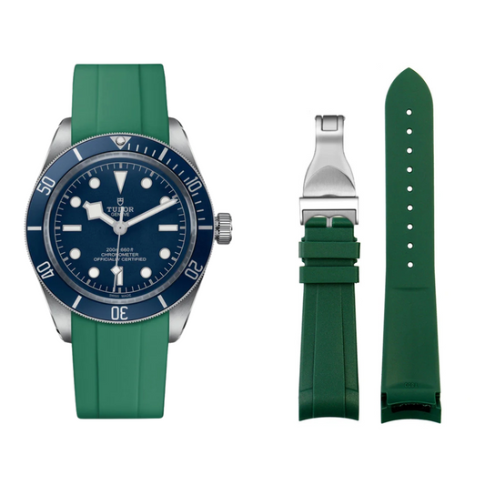 22mm Red Rubber Strap for Tudor Green - Butterfly Clasp