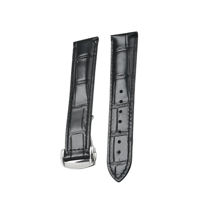 Genuine Leather Strap for Omega Seamaster & Speedmaster Black – Folding Buckle