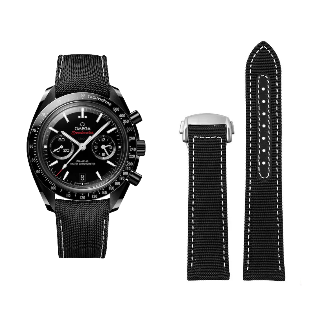 Woven Nylon Canvas Strap for Omega Seamaster & Omega Aqua Terra – Black & White
