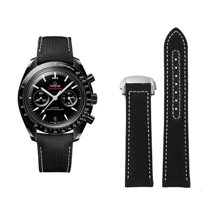 Woven Nylon Canvas Strap for Omega Seamaster & Omega Aqua Terra – Black & White