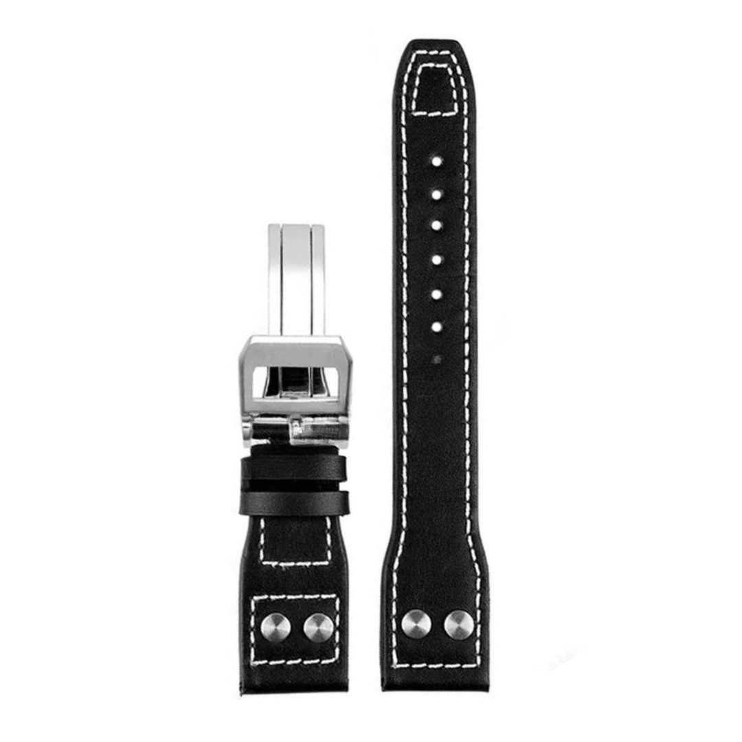 Space Black Cowhide Leather Strap For IWC