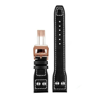 Space Black Cowhide Leather Strap For IWC