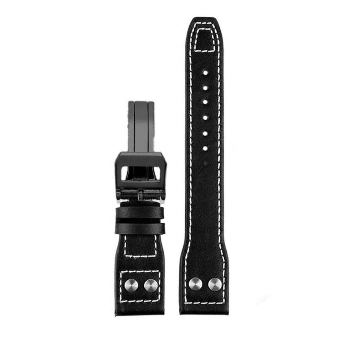 Space Black Cowhide Leather Strap For IWC