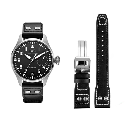 Space Black Cowhide Leather Strap For IWC