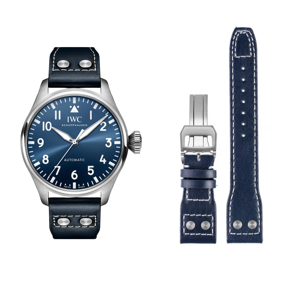 Midnight Blue Cowhide Leather Strap For IWC