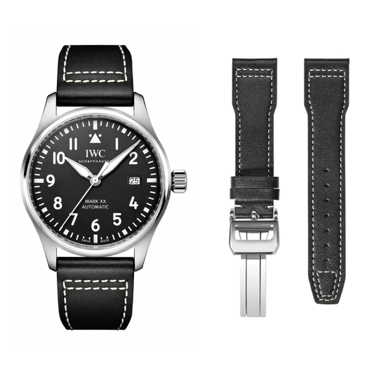 Black & White Soft Cowhide Leather Pilot Strap