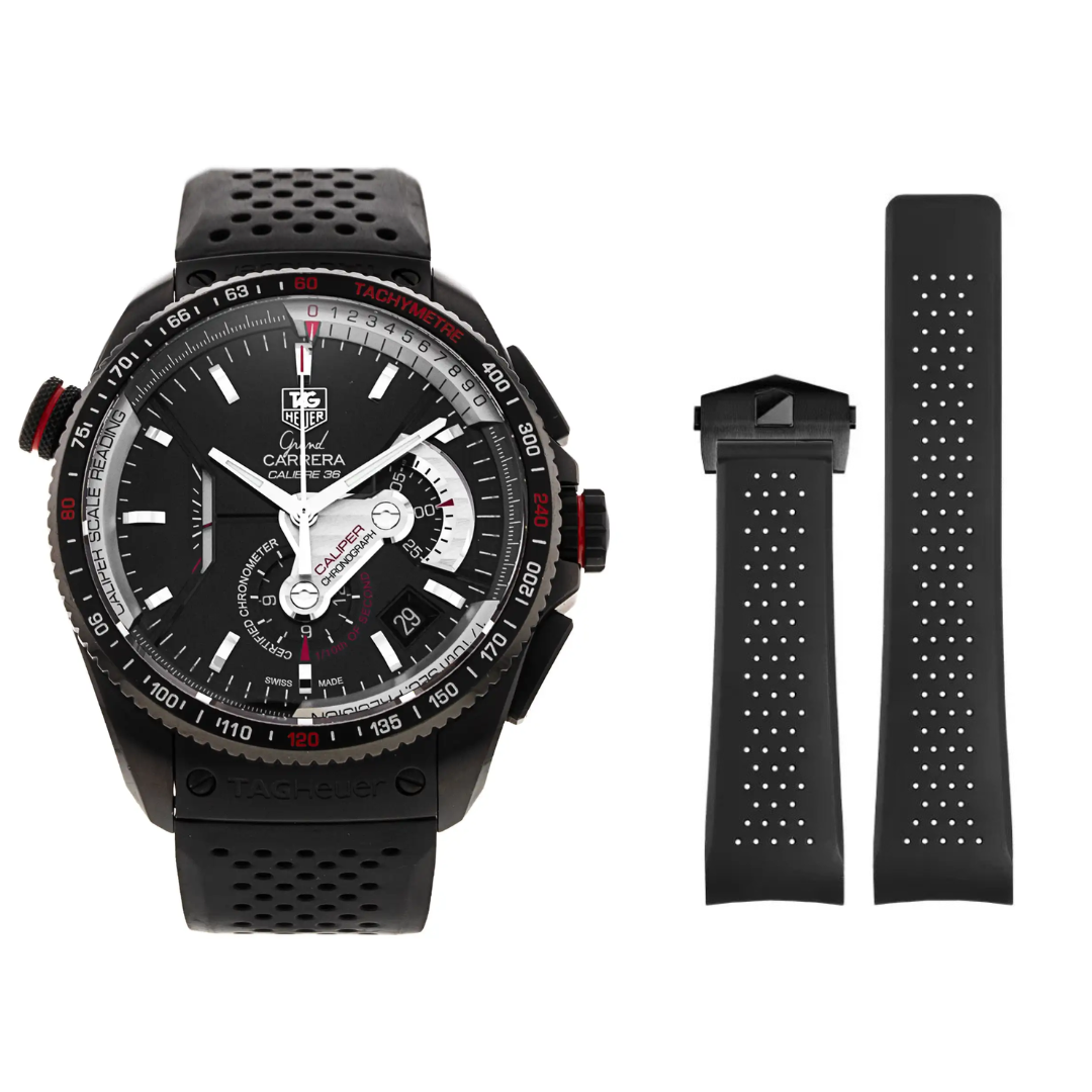 Rubber Style Strap for TAG Heuer Grand Carrera – Waterproof Sport Band 22/24mm