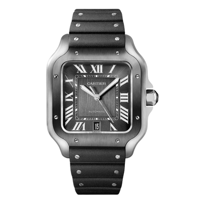 Black Silicone Rubber Strap Black Buckle For Cartier Santos