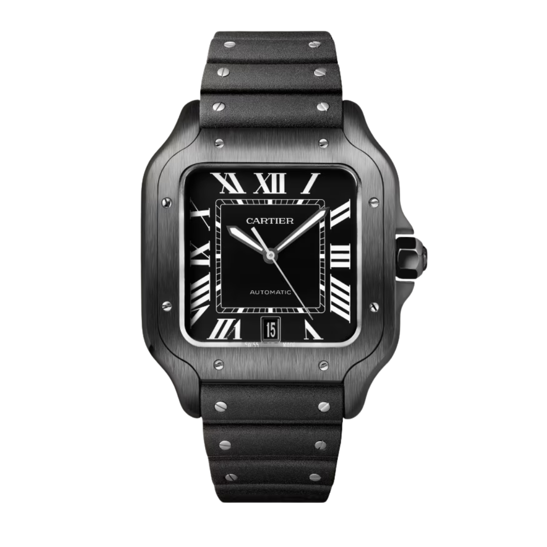 Onyx Black Silicone Strap For Cartier Santos