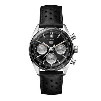 Black Cowhide Leather Strap For Tag Heuer
