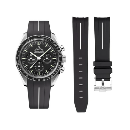 High Quality Curved End Rubber Strap for Moonswatch - With Coloured Line