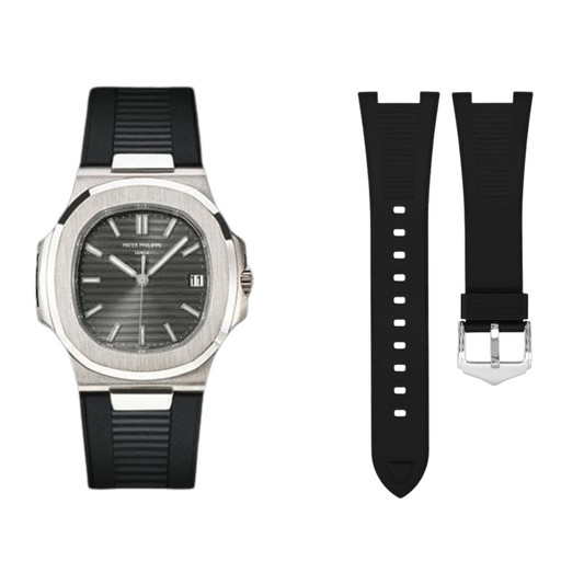 Black Rubber Silicone Strap for Patek Philippe