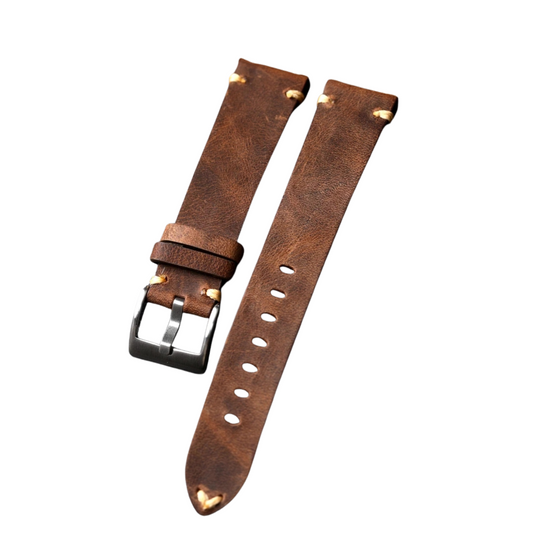 Luxury Brown Leather Watch Strap – Handmade – 18mm–22mm