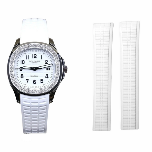 White Luxury Rubber Strap for Patek Philippe Aquanaut – Butterfly Clasp