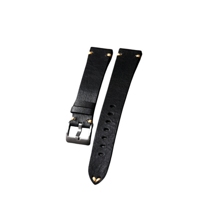 Handmade Luxury Genuine Leather Watch Strap - 18mm-22mm - Black Leather