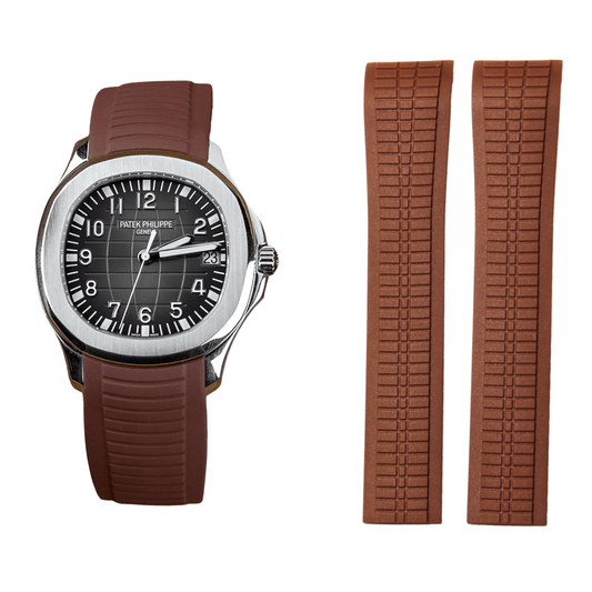 Brown Luxury Rubber Strap for Patek Philippe Aquanaut – Butterfly Clasp