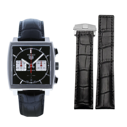 Black Genuine Leather Strap for Tag Heuer – 19mm / 20mm / 22mm