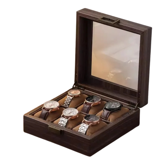 6 Slot Luxury Solid Oak Wooden Watch Box – High Quality Display Case