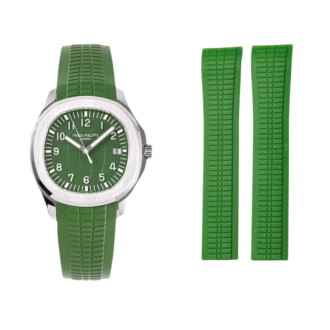 Green Luxury Rubber Strap for Patek Philippe Aquanaut – Butterfly Clasp