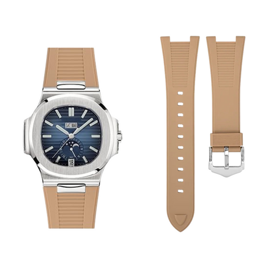 Light Brown Rubber Silicone Strap for Patek Philippe