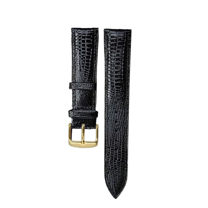 Black Lizard Texture Leather Strap – Universal Clasp