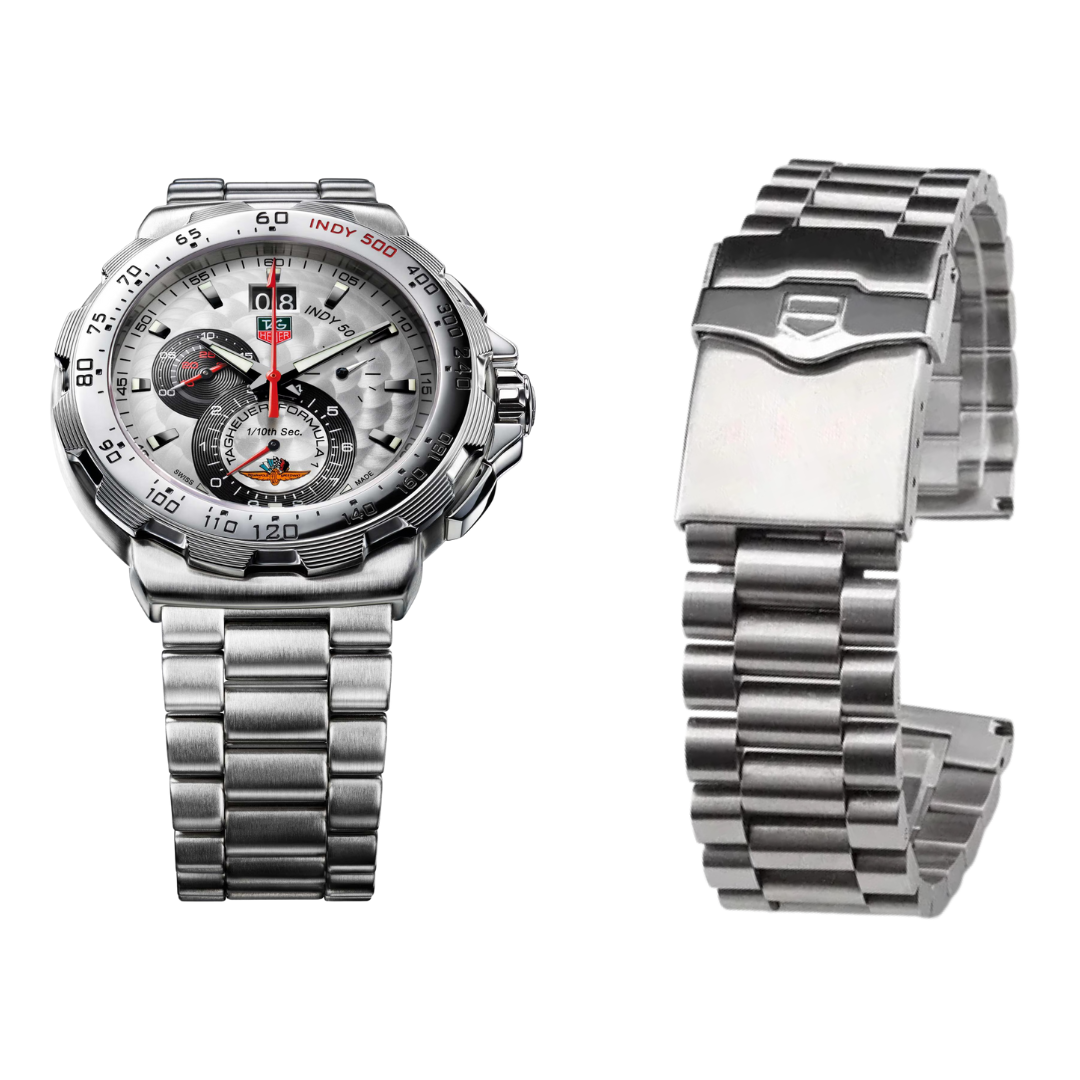 Solid Stainless Steel Watchband For TAG heuer F1 Watch Strap Flat End Push Button Deployment buckle Men's Bracelet 20mm 22mm